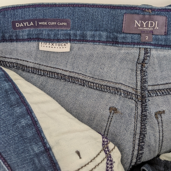 NYDJ Dayla Denim Wide Cuff Capri Jeans, Blue, 2 - Picture 3 of 9